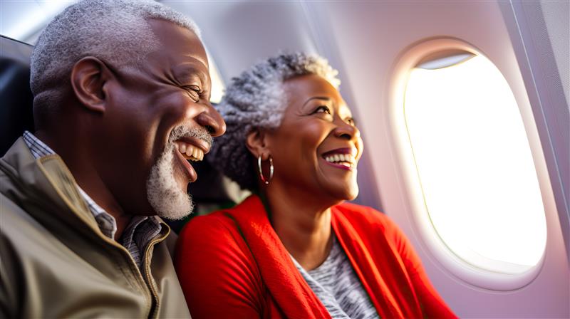 Happy Couple Taking A Flight